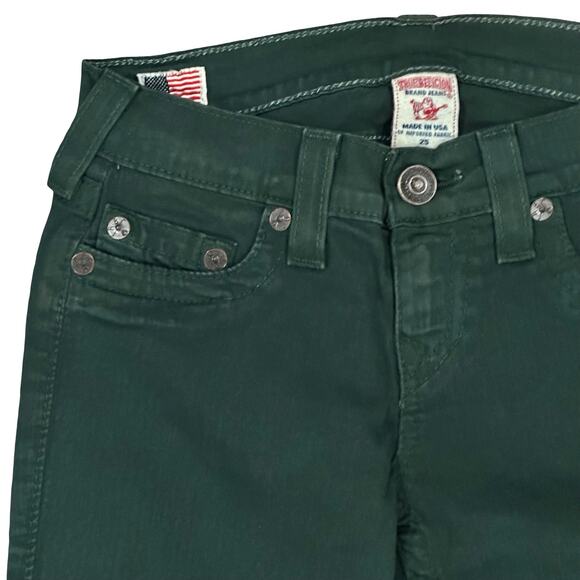 True Religion World Tour Casey Supper Skinny Dark Green Jeans Size 25 NWOT $198 - Picture 7 of 9